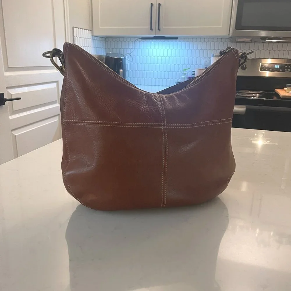 MARGO Cognac / Caramel / Camel Genuine Leather Hobo Bag Purse - Picture 6 of 16